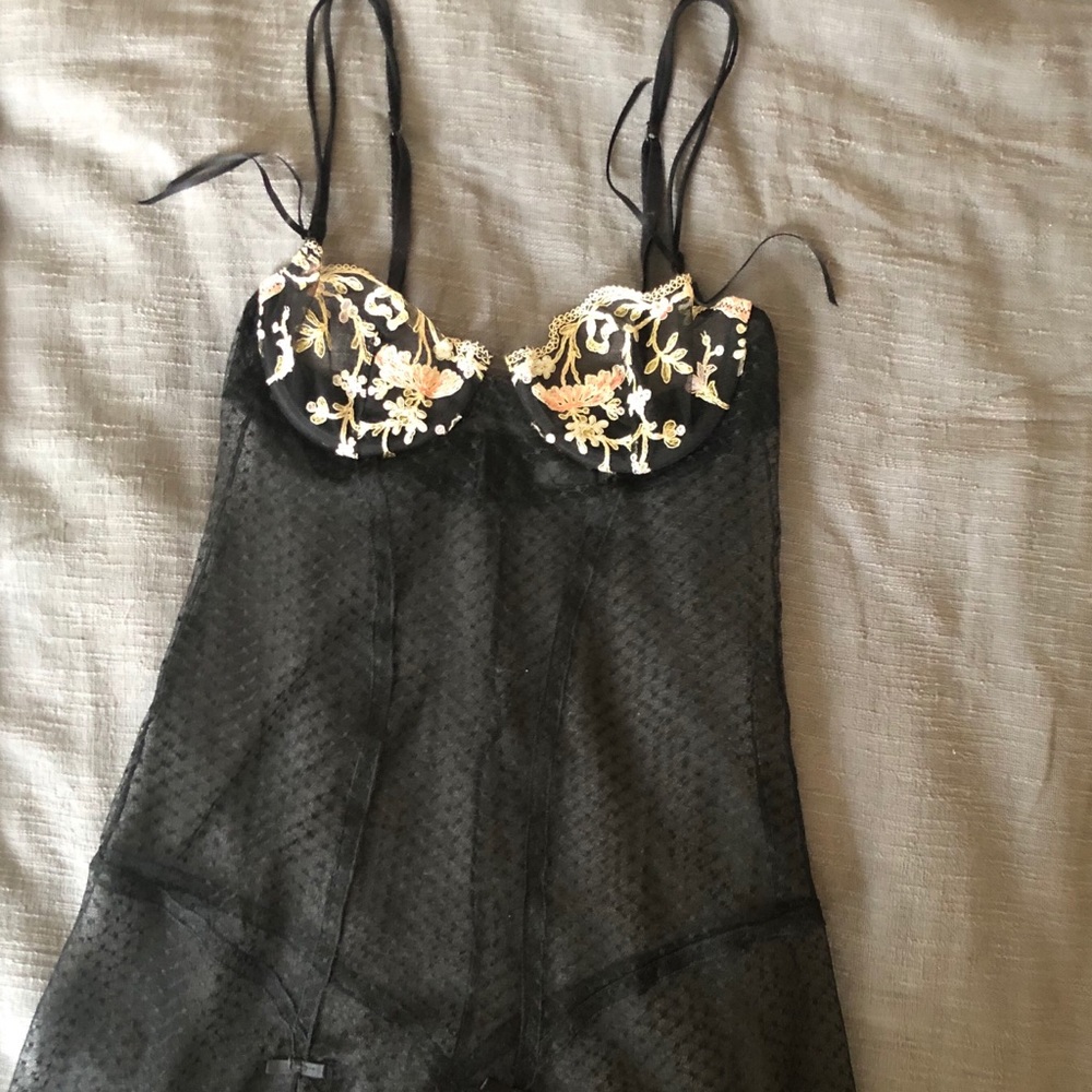 La Perla Black Lace Teddy with floral detail S